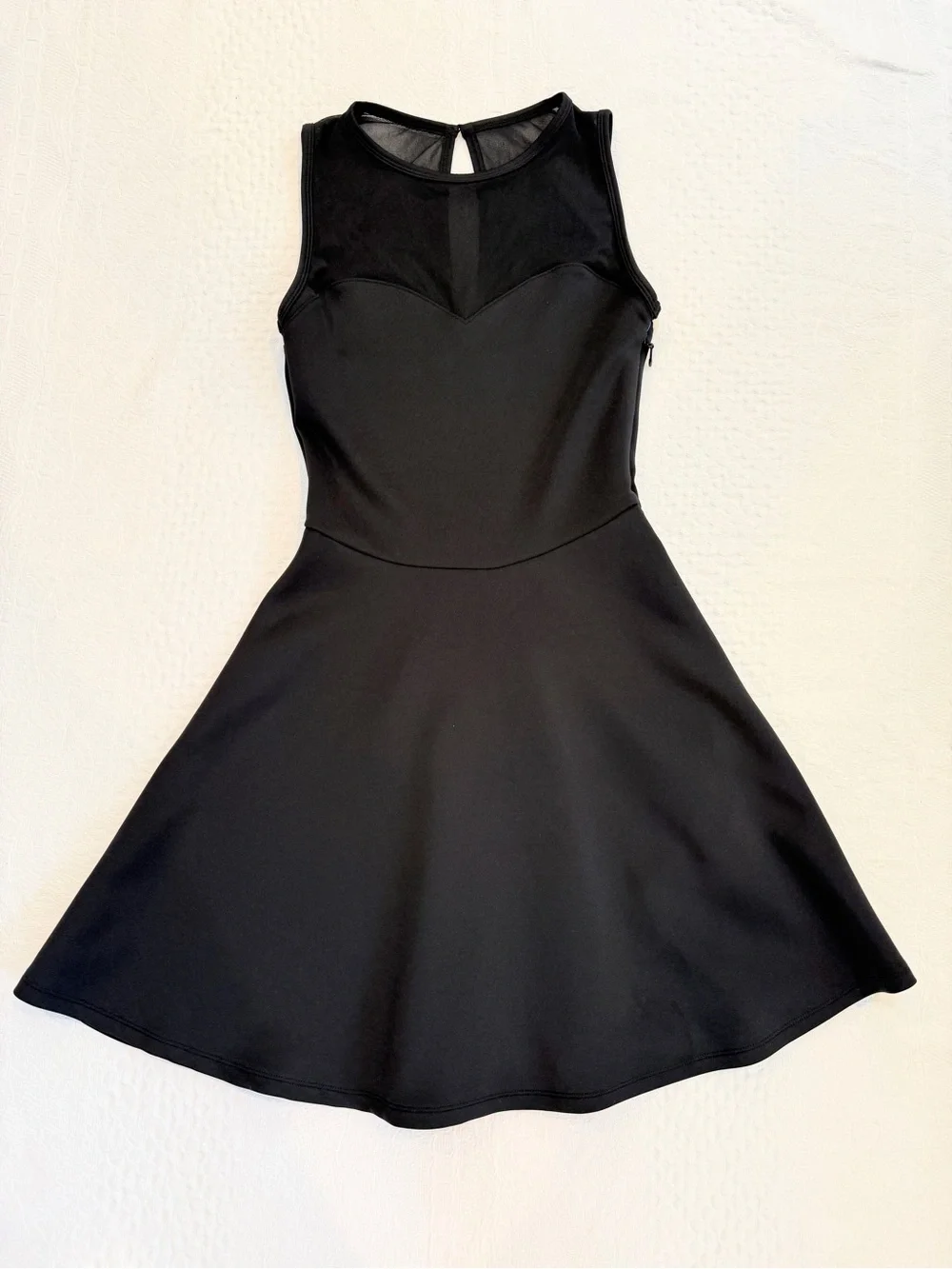 Abercrombie Black Mesh Illusion Neck Sleeveless Skater Dress Sweetheart Size S